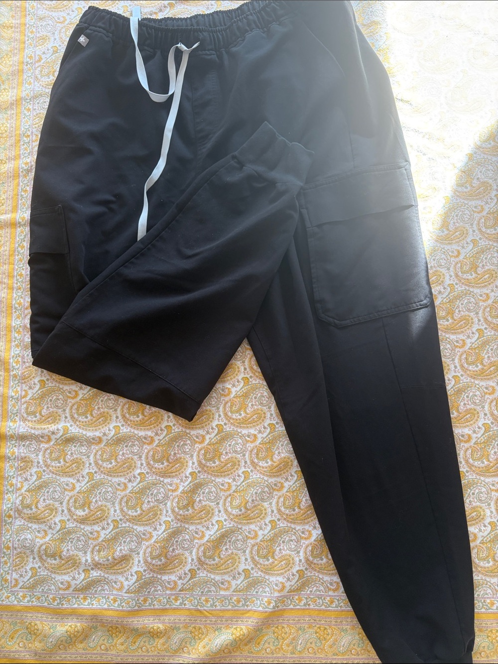 Figs Men's Black Tansen Cargo Joggers with Drawstring